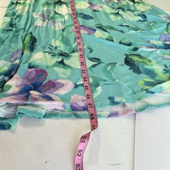Soft Surroundings Floral Jersey Maxi Dress Womens M Blue Short Sleeve V Neck - Picture 10 of 10